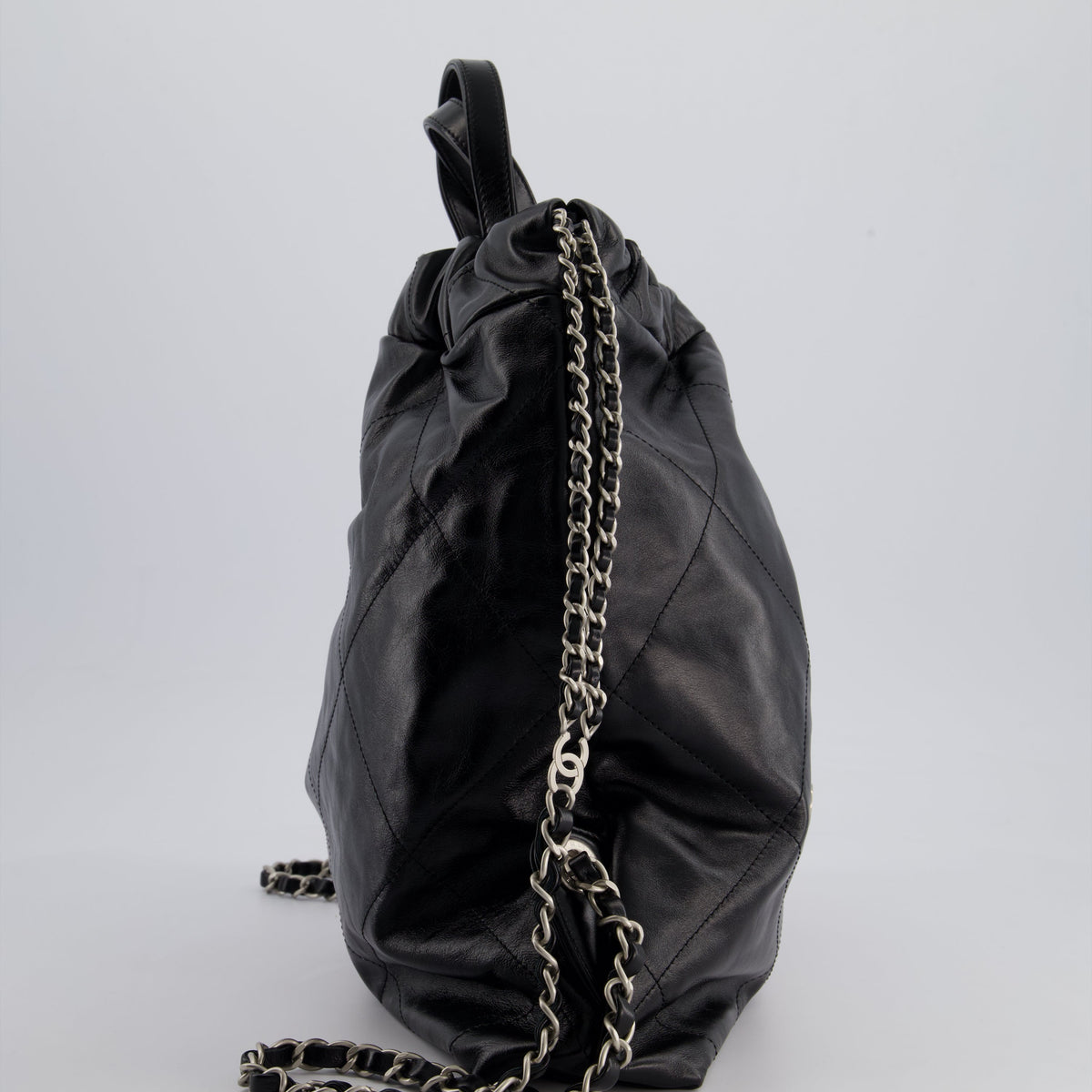 Chanel Bags Chanel *FIRE PRICE* Chanel 22 Small Backpack Bag in Black Shiny Calfskin with Brushed Silver Hardware Elegant Everyday Designer Handbag