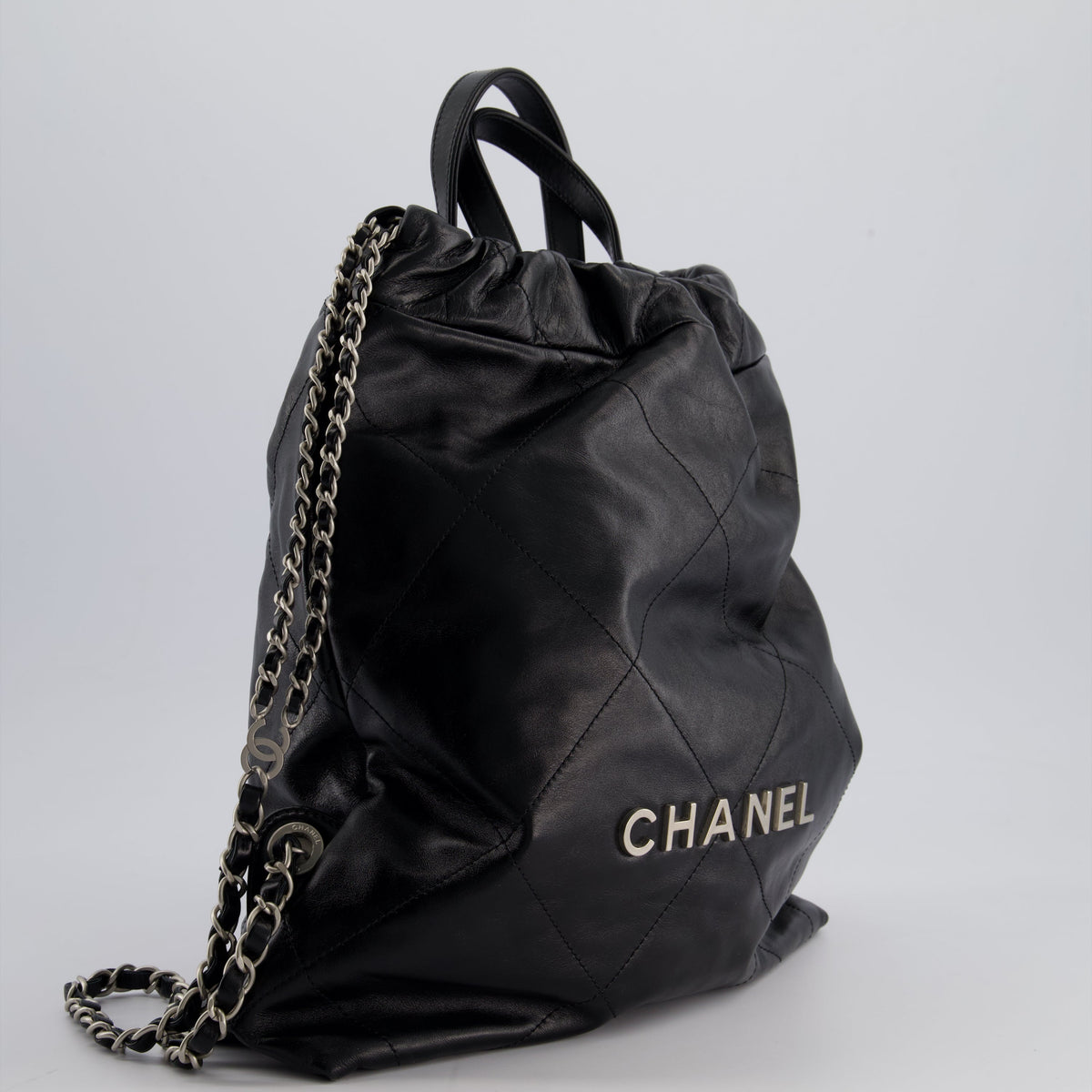 Chanel Bags Chanel *FIRE PRICE* Chanel 22 Small Backpack Bag in Black Shiny Calfskin with Brushed Silver Hardware Elegant Everyday Designer Handbag