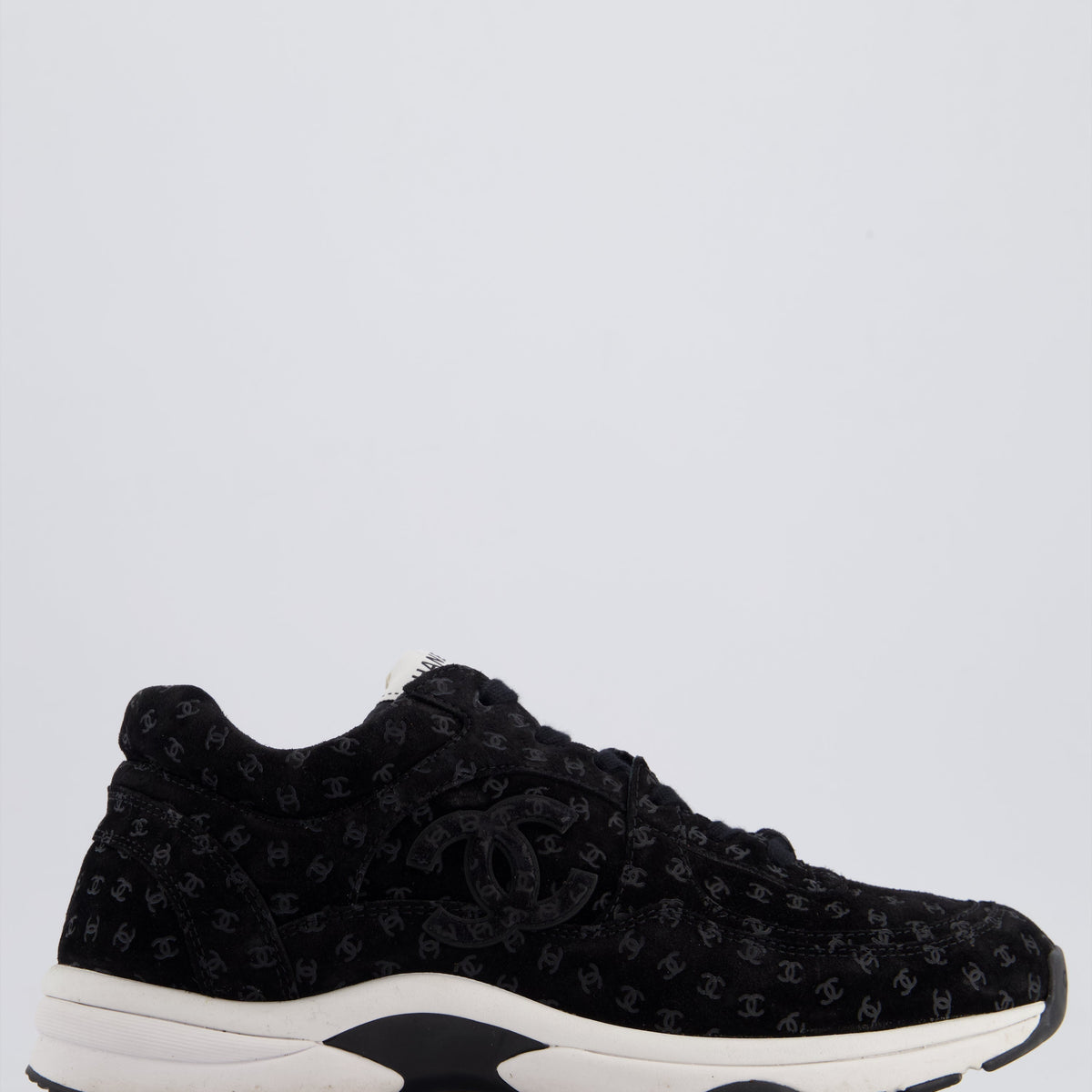 Chanel Shoes? Chanel Black Suede Sneakers with Logo Size EU 41.5 Comfortable Everyday Designer Shoes