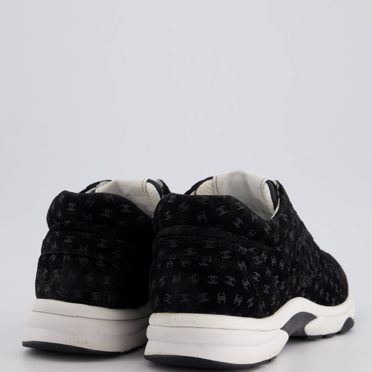 Chanel Shoes? Chanel Black Suede Sneakers with Logo Size EU 41.5 Comfortable Everyday Designer Shoes