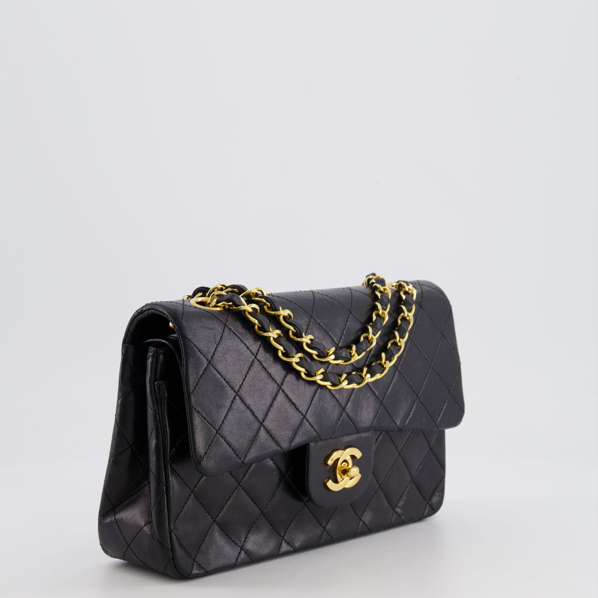 Chanel Bags Chanel Black Vintage Classic Small Double Flap Bag in Lambskin Leather with 24K Gold Hardware Elegant Everyday Designer Handbag