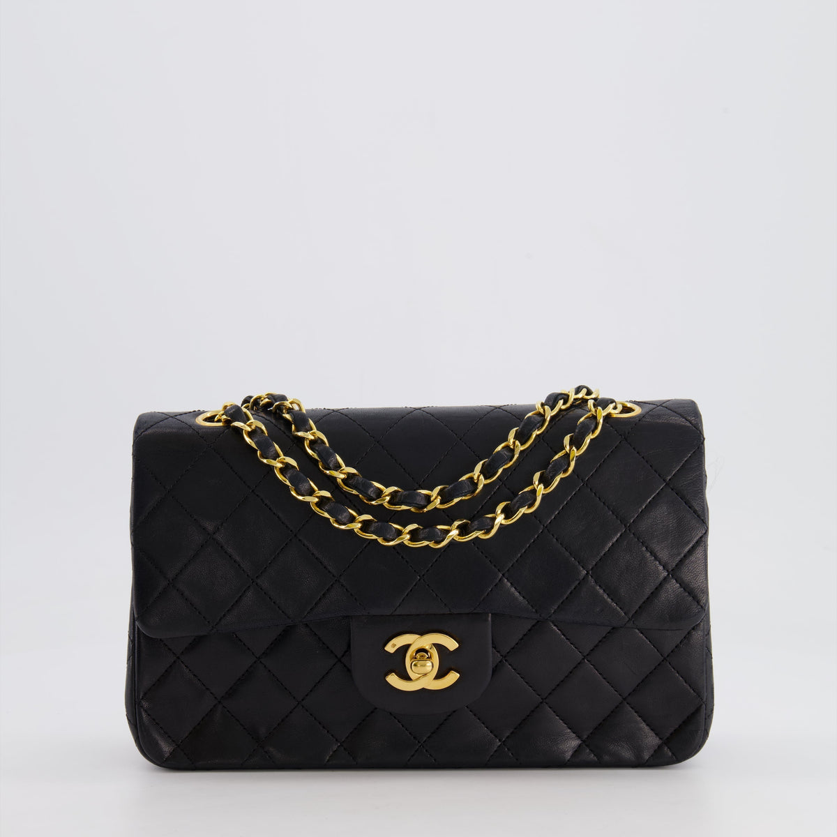 Chanel Bags Chanel Black Vintage Classic Small Double Flap Bag in Lambskin Leather with 24K Gold Hardware Elegant Everyday Designer Handbag