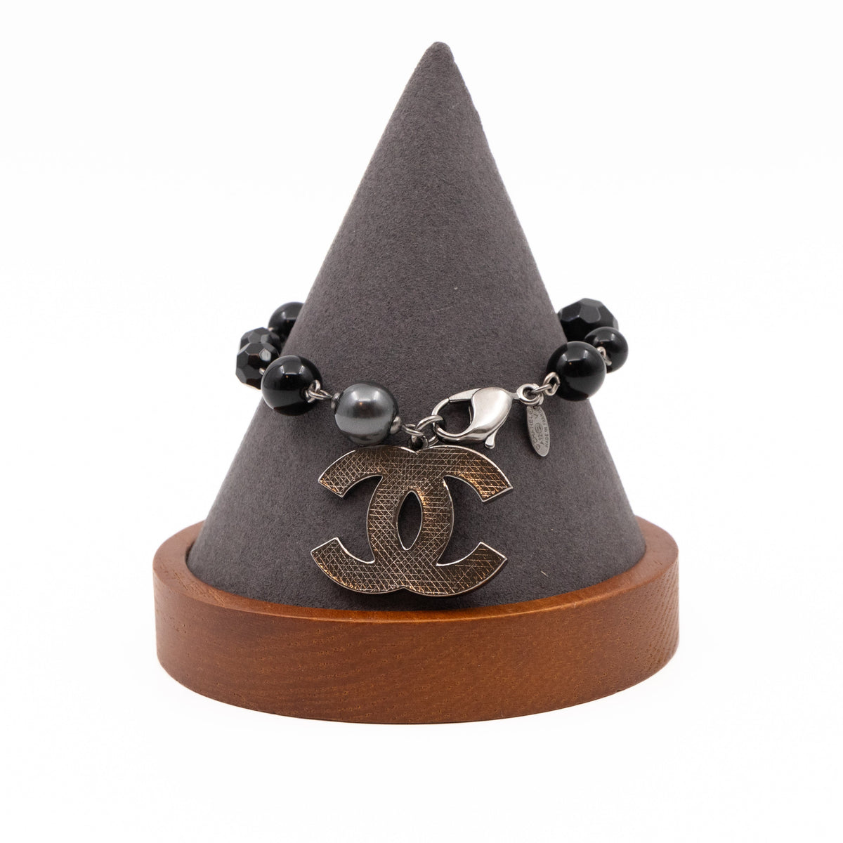 Chanel Jewellery? Chanel Coco Mark Black Bead Charm Bracelet Elegant Everyday Fine Jewellery