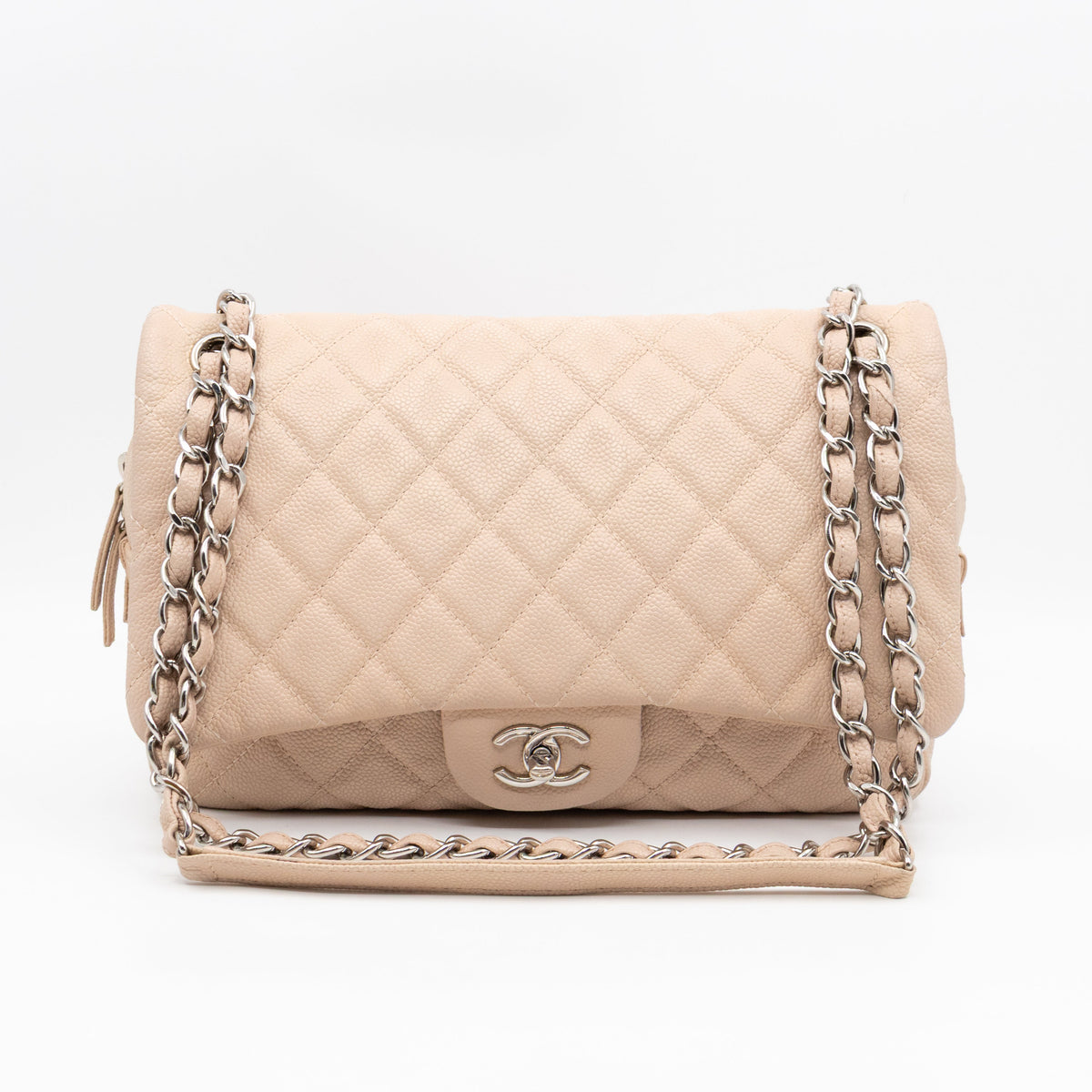 Chanel Bags Chanel Casual Journey Flap Bag Beige Leather Silver Premium Designer Shoulder Bag