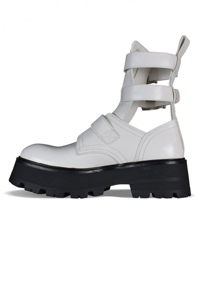 Close-up of Alexander McQueen boots & booties hardware and fine stitching