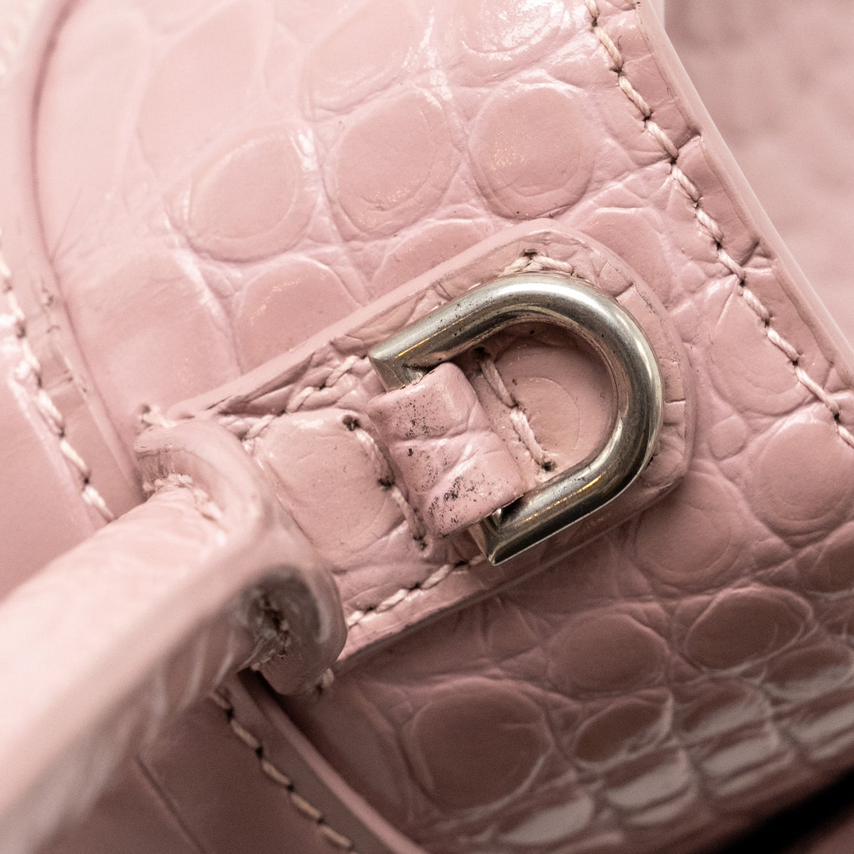 Side view of Balenciaga handbag Pink premium designer bag