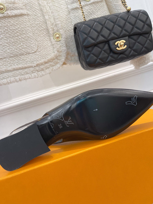 Louis Vuitton Black Block Heel Pumps - Studio Shot