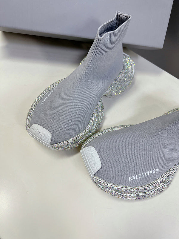 Balenciaga Grey Pointed-Toe Stiletto Heels - Back View