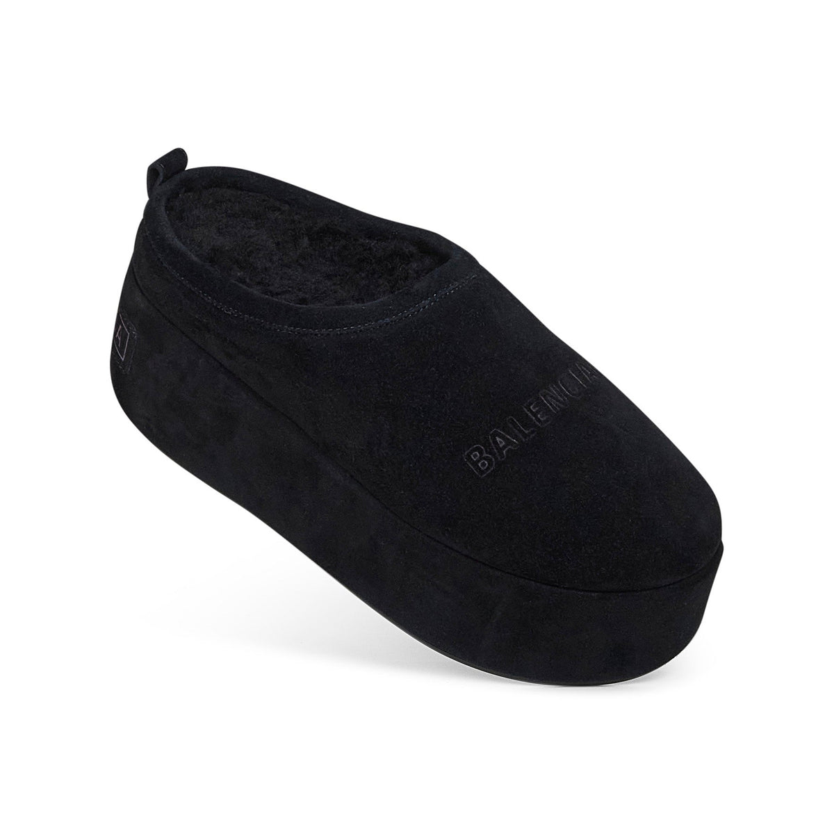 Close-up of Balenciaga mules & clogs hardware and fine stitching