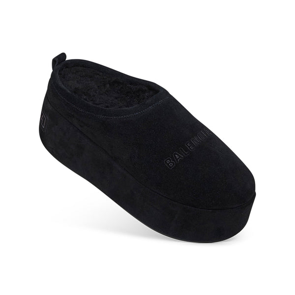 Close-up of Balenciaga mules & clogs hardware and fine stitching