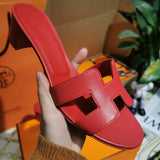 Hermès Grey Ankle Strap Sandals - Front View