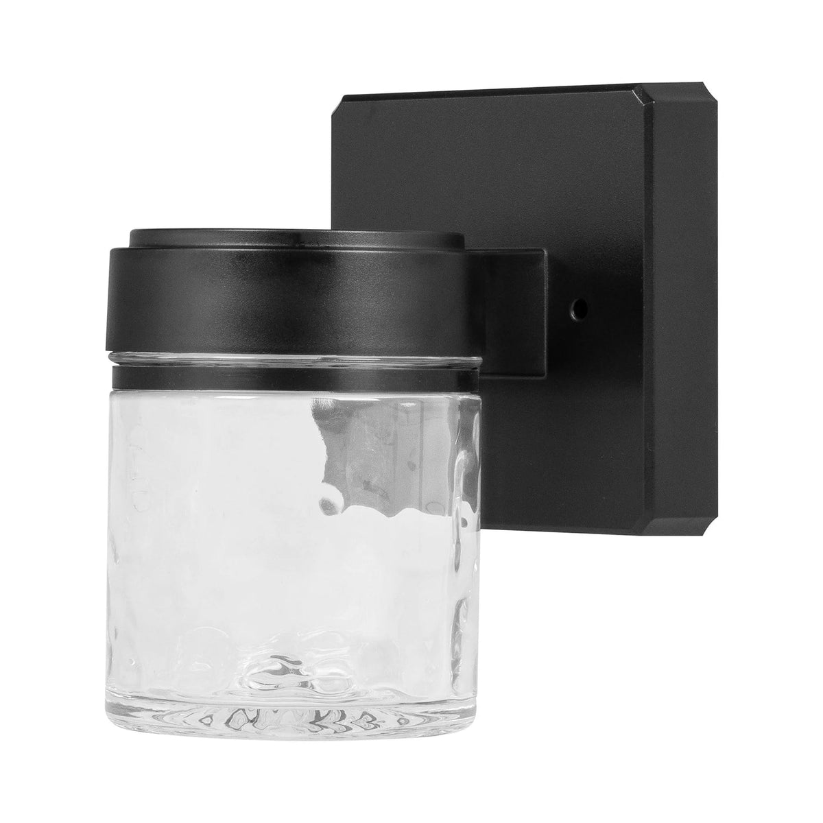 (2 Pack) 6" Outdoor Black Integrated LED Wall Light, Glass Shade