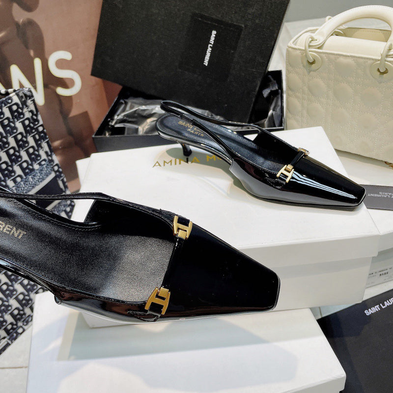 Close-up of Saint Laurent shoes craftsmanship