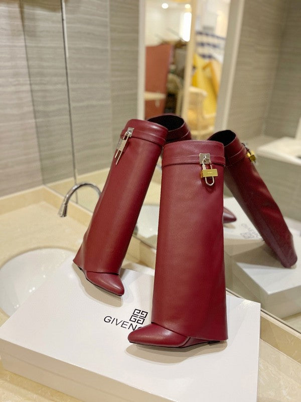 Givenchy Burgundy Bow-Detail Flats - Heel Detail View