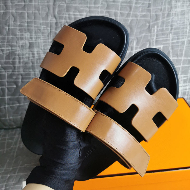 Hermès Chocolate Brown Platform Sandals - Side Profile View