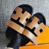 Hermès Chocolate Brown Platform Sandals - Side Profile View