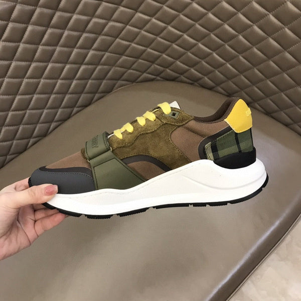 Burberry Camel Combat Boots - Angled View