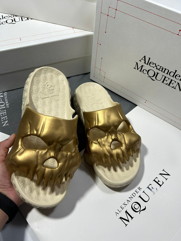 Alexander McQueen Black Loafer Flats - Side Profile View