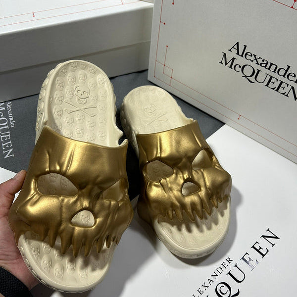 Alexander McQueen Black Loafer Flats - Side Profile View