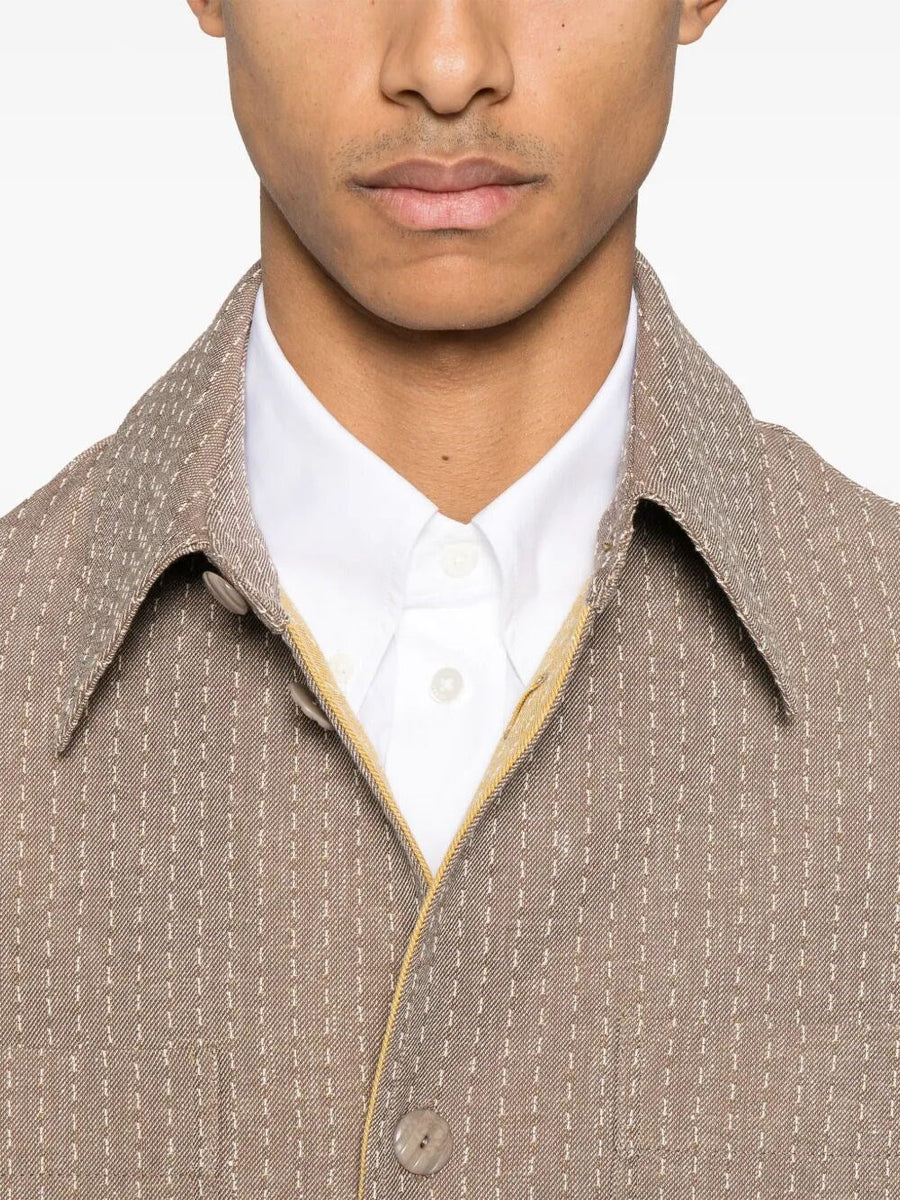 Close-up of Fendi jackets hardware and fine stitching
