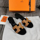 Hermès Grey Slide Sandals - Sole Detail View