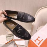 Hermès Grey Bow-Detail Flats - Heel Detail View