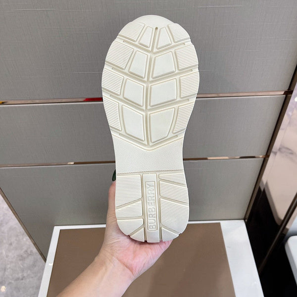 Burberry Beige Ankle Strap Heels - Side Profile View