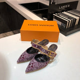 Louis Vuitton Burgundy Ankle Strap Heels - Angled View