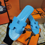 Hermès Nude Slide Sandals - Front View