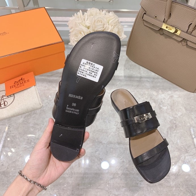 Hermes shoes Style 371 - front view, bold signature style (alternate angle)
