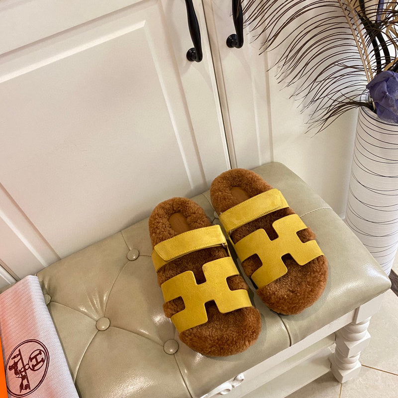 Hermès Burgundy Flat Thong Sandals - Angled View
