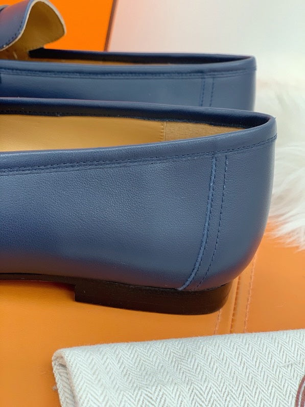 Hermès Chocolate Brown Classic Ballet Flats - Heel Detail View