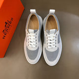 Hermès Beige Chunky Platform Sneakers - Heel Detail View
