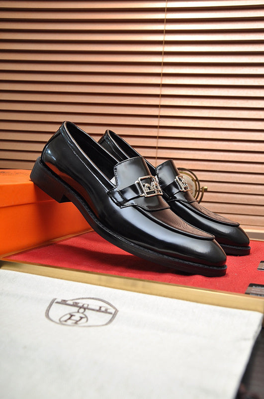 Hermès Grey Loafer Flats - Side Profile View