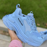 Balenciaga Grey Chunky Platform Sneakers - Close-Up Texture View
