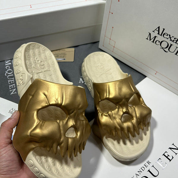 Alexander McQueen Black Loafer Flats - Angled View
