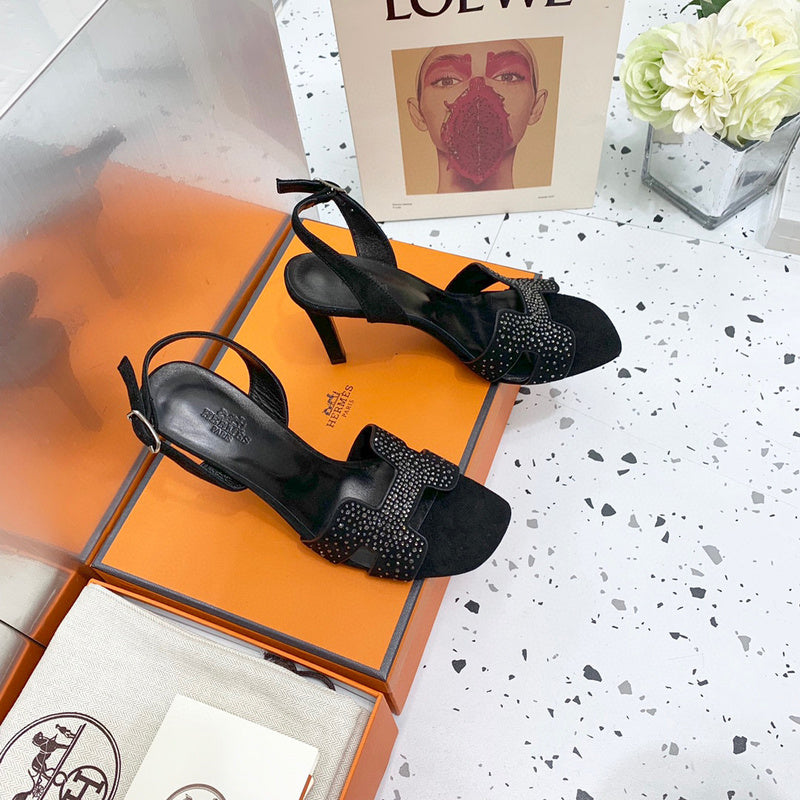 Hermès Burgundy Ankle Strap Sandals - Sole Detail View