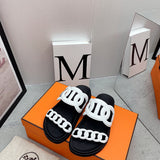 Hermès Grey Classic Ballet Flats - Side Profile View
