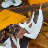 Louis Vuitton Chocolate Brown Chunky Platform Sneakers - Lifestyle Styling Shot