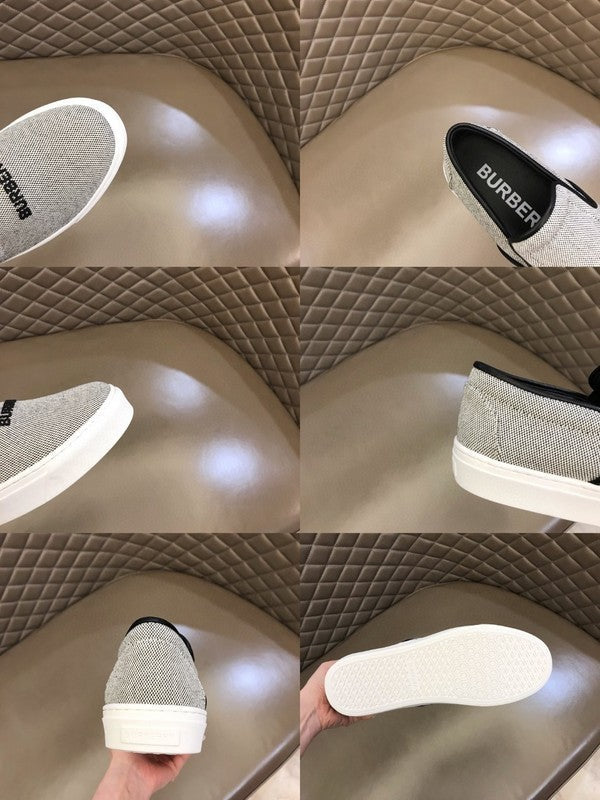 Burberry Grey Loafer Flats - Side Profile View
