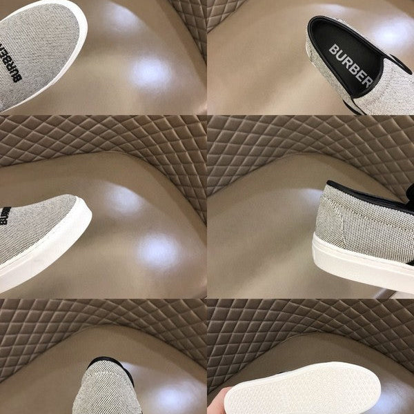 Burberry Grey Loafer Flats - Side Profile View