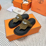 Hermes sandals Style 220 - close-up of statement logo accent