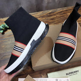 Burberry Burgundy High-Top Sneakers - Heel Detail View