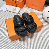 Hermès Chocolate Brown Espadrille Wedge Sandals - Side Profile View