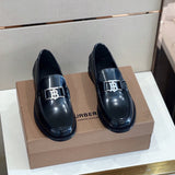 Burberry Black Block Heel Pumps - Back View