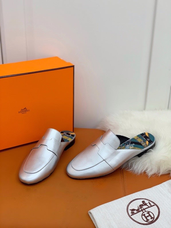Hermes shoes Style 394 - front view, refined designer finish (alternate angle)