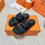 Hermès Chocolate Brown Espadrille Wedge Sandals - Angled View