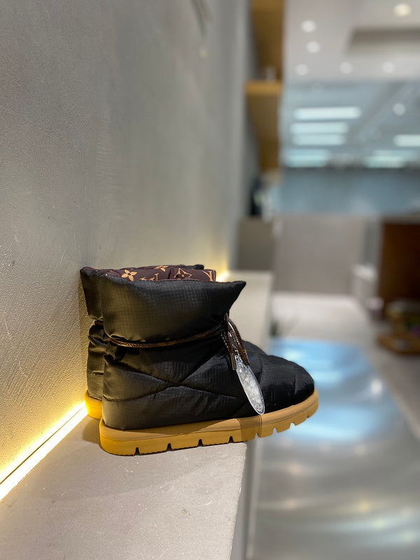 Louis Vuitton Beige Combat Boots - Back View