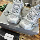 Balenciaga White Block Heel Pumps - Close-Up Texture View