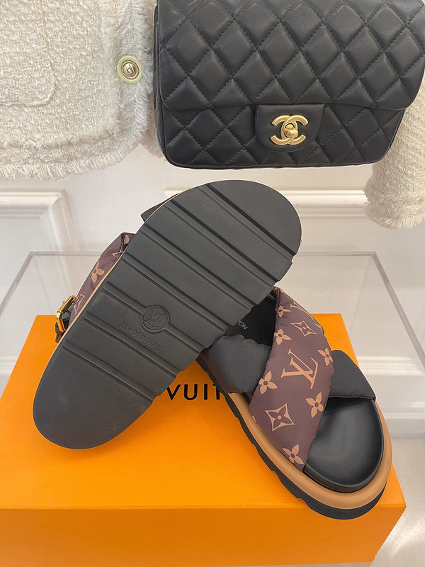 Louis Vuitton Beige Block Heel Pumps - Studio Shot